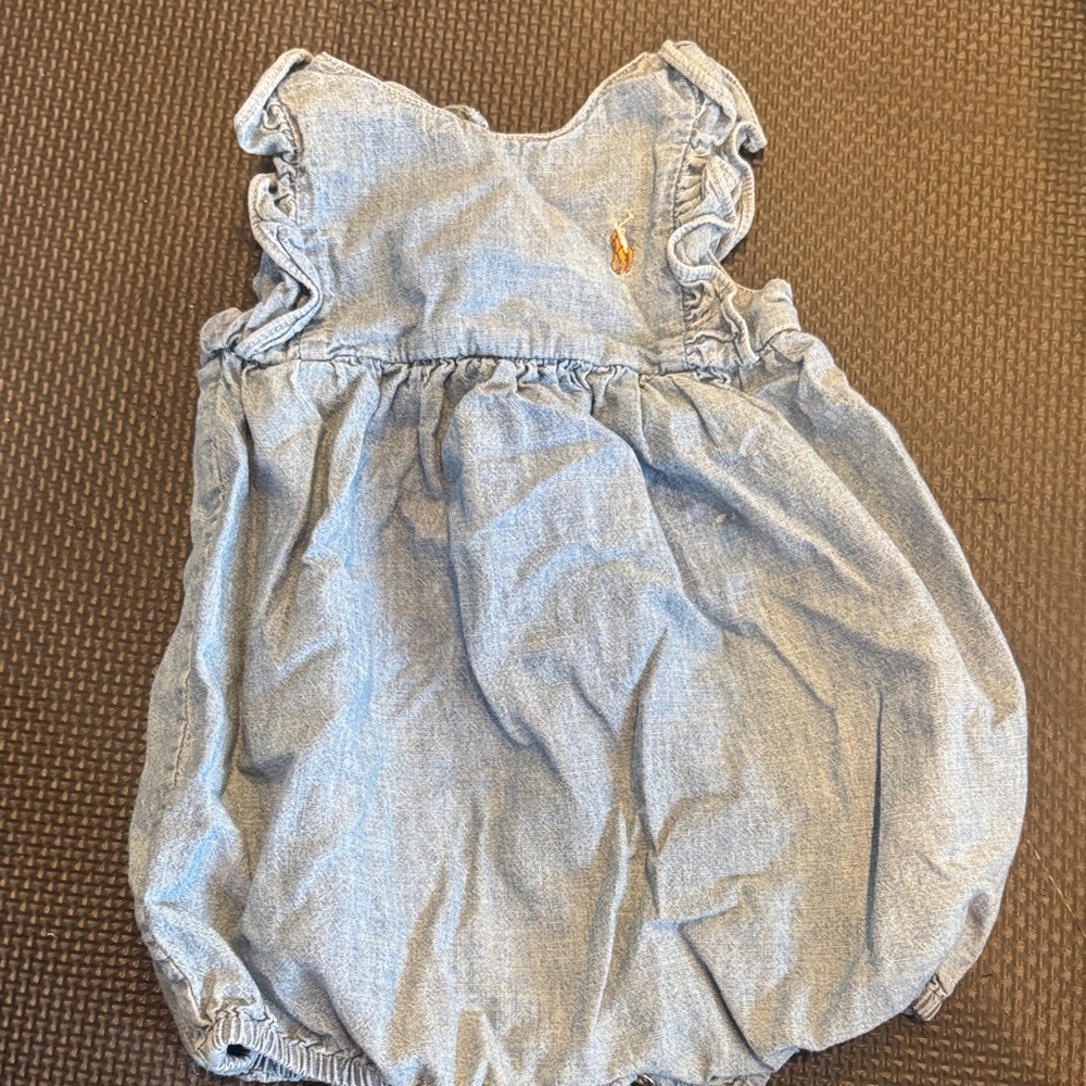 Ralph Lauren Denim Ruffled sleeve bubble 6m